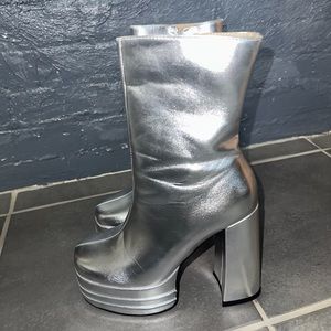 Metallic Silver Platform Boots